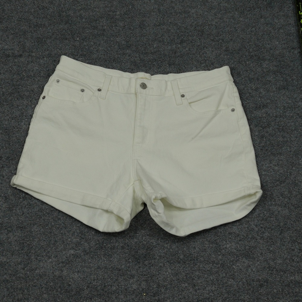 Levi's Mid Length Shorts Womens 32 White Denim Cuffed Hem Casual Summer